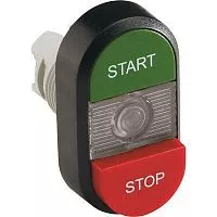 Кнопка двойная MPD15-11С (зел./красн. выступающая) прозрачная линза с текстом "START/STOP" ABB 1SFA611144R1108