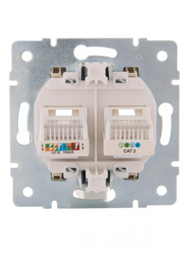Розетка компьютерная + телефонная 2-м СП Karina RJ45 + RJ11 механизм крем. LEZARD 707-0388-143 фото 3