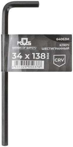Ключ шестигранный 6мм FIT CrV фосфатное покрытие 34х138мм MOS 64063М фото 3