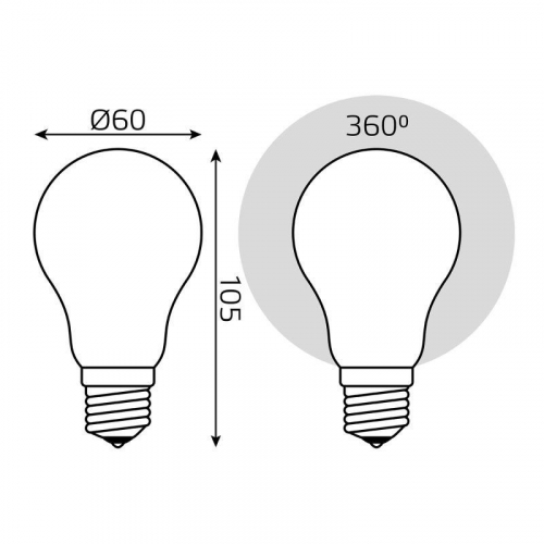 Лампа светодиодная филаментная Black Filament 10Вт A60 грушевидная матовая 2700К тепл. бел. E27 820лм GAUSS 102202110 фото 2