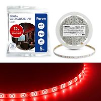 Лента светодиодная LS603 60SMD(2835)/м 4.8Вт/м 12В красн. (уп.5м) FERON 27672