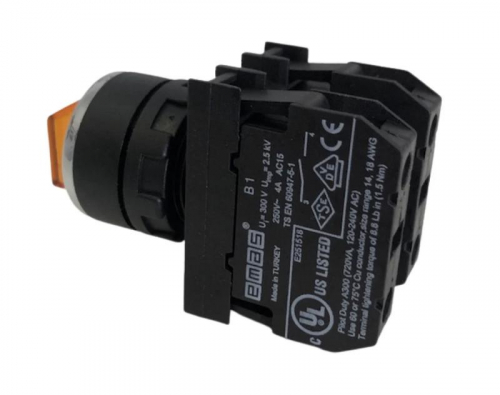 Переключатель 2-0-1 с фиксацией желт. (2НО) EMAS B101SL30S фото 2