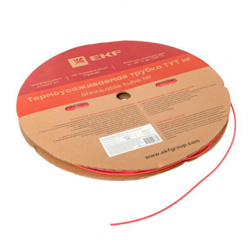 Трубка термоусадочная ТУТ нг 2/1 красн. (уп.200м) EKF tut-2-r фото 4