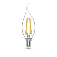 Лампа светодиодная филаментная Basic Filament 5.5Вт свеча на ветру 4100К Е14 530лм (уп.3шт) GAUSS 1041126T
