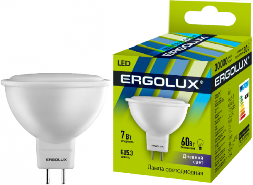 Лампа светодиодная LED-JCDR-7W-GU5.3-6500K 7Вт JCDR рефлектор матовая 6500К холод. бел. GU5.3 220-240В Ergolux 12881 фото 2