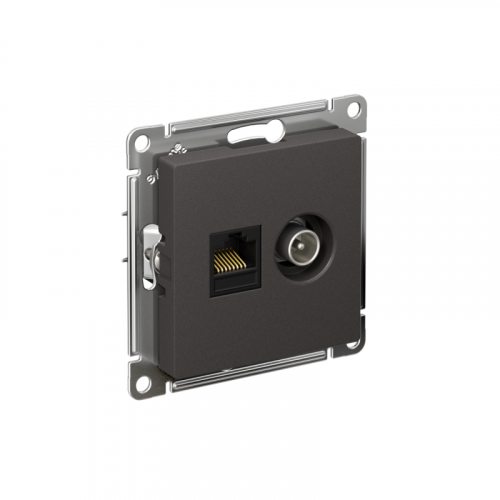 Розетка компьютерная + телевизионная 2-м СП AtlasDesign RJ45 кат.5E + TV механизм базальт SE ATN001489