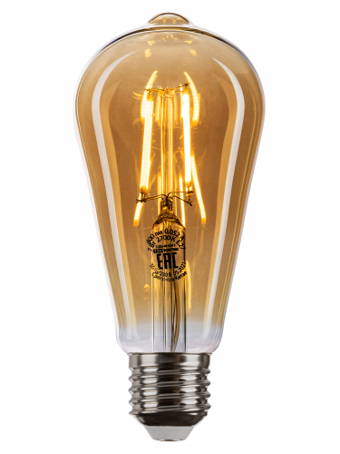 Лампа светодиодная «Винтаж» золотистая ST64, 7 Вт, 230 В, 2700 К, E27 (конус) TDM фото 2