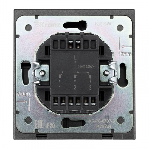 Выключатель 3-кл. СП STRONG 10А графит Kranz KR-78-0707-6 фото 3