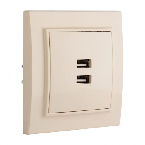 Розетка USB 2-м СП Минск 2.1А беж. EKF ERR-2USB-200 фото 3