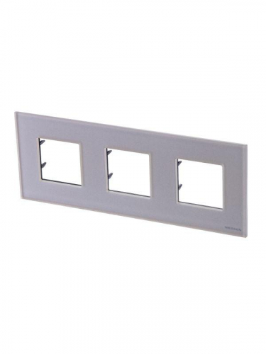 Рамка 3-м 2мод. Zenit стекло жемчуж. ABB 2CLA227300N3501