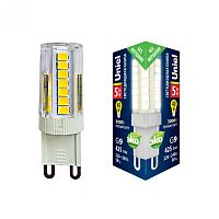 Лампа светодиодная LED-JCD-5W/3000K/G9/CL GLZ09TR 3000К упак. картон прозр. Uniel UL-00006748