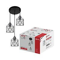Светильник подвесной LOFT ATIKO-PN-3E27R-BL 10-60Вт 3хE27 IP20 подвес 1м под лампу круглая база черн. IN HOME 4690612067377