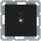 Розетка телевизионная проходная TV Ф9.5мм механизм антрацит Jasmart G6002B