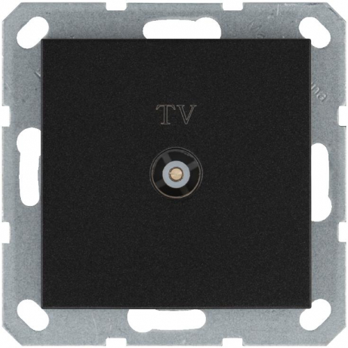 Розетка телевизионная проходная TV Ф9.5мм механизм антрацит Jasmart G6002B