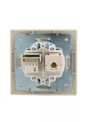 Розетка компьютерная + телефонная 2-м СП Mira RJ45 + RJ11 крем./крем.. LEZARD 701-0303-143 фото 4