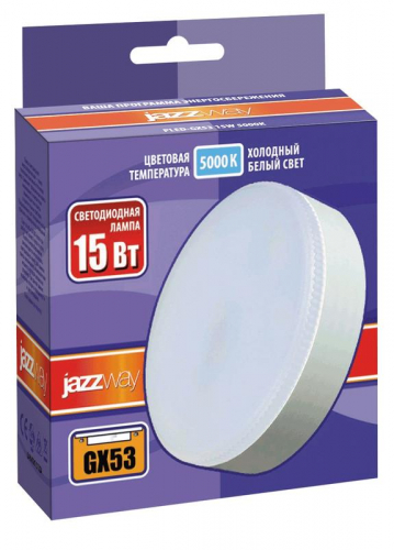 Лампа светодиодная PLED-GX53 15Вт таблетка матовая 5000К холод. бел. GX53 1300лм 230В JazzWay 2855466 фото 2