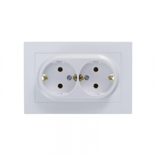 Розетка 2-м СП AtlasDesign 16А IP20 с заземл. в сборе жемчуж. SE ATN000424 фото 2