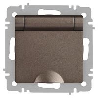 Розетка 1-м СП Accent 6-203-08 16А IP20 250В 2P+E Schuko с крышкой AL/CU Accent бронза Intro Б0063436