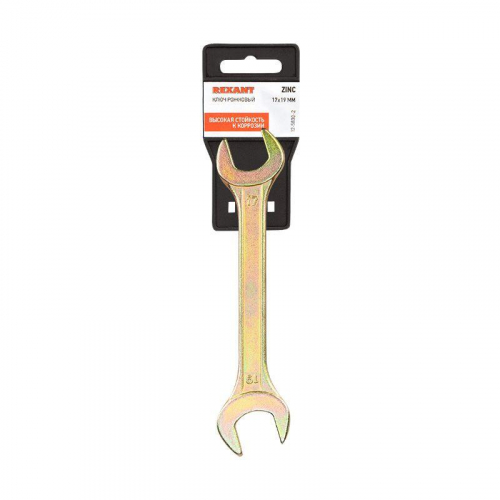 Ключ рожковый 17х19мм желт. цинк Rexant 12-5830-2 фото 3