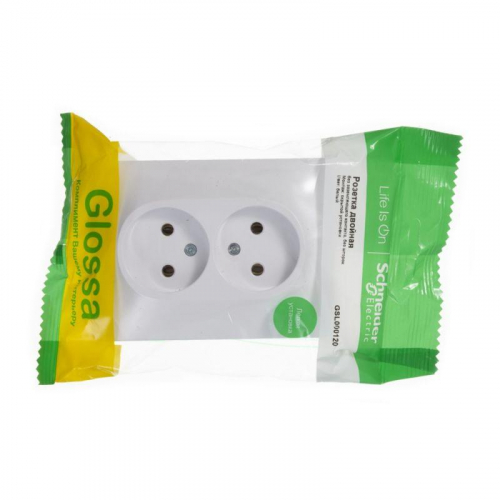 Розетка 2-м СП Glossa 16А IP20 без заземл. бел. SE GSL000120 фото 2