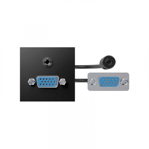 Модуль с адаптером проходной VGA + MiniJack мама/мама черн. Simon 400 40000191-038