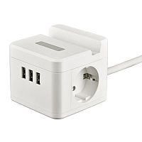 Удлинитель 2х1.5м с заземл. 16А Standard S-GCD2-1.5SBUH WHITE 3 USB держатель для телефона бел. Uniel UL-00011251