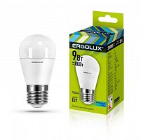 Лампа светодиодная LED-G45-9W-E27-4К 9Вт шар матовая 4000К бел. E27 780лм 220-240В Ergolux 13177