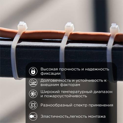 Хомут кабельный 2.5х120 нейл. бел. (уп.100шт) Rexant 07-0120 фото 2