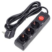 Удлинитель 3х3м с заземл. 16А Ultra S-GCU3-3B BLACK черн. Uniel UL-00010017