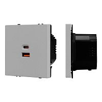 Механизм розетки с быстрой USB зарядкой SCT-NOBE-MUAC-SFPL-FC-IS (65Вт QC3) никель Arlight 059447