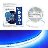 Лента светодиодная LS530 320SMD(2110) 8Вт/м 24В 5000х8х1.8мм IP20 син. (уп.5м) FERON 48267