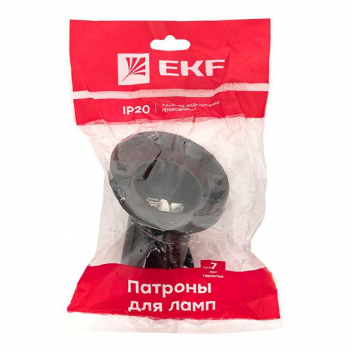 Патрон карболитовый настен. наклонный Е27 черн. (инд. пакет) EKF LHC-E27-wi-p фото 3