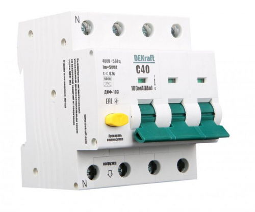 Выключатель автоматический дифференциального тока АВДТ 3Р+N 40А 100мА тип A С ДИФ-103 6кА SchE 16245DEK