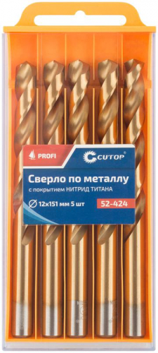 Сверло по металлу ПРОФИ/Profi 12х151мм с титан. покрытием (уп.5шт) Cutop 52-424 фото 3