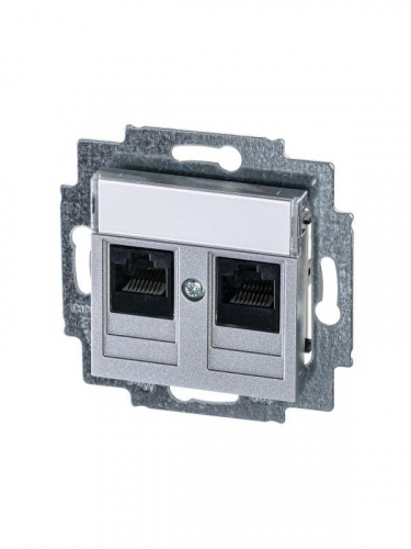 Розетка информационная Levit двойная 2хRJ45 кат. 5e серебр. ABB 2CHH295118A6070