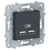 Механизм розетки USB 2-м UNICA NEW 5В/2100мА антрацит SchE NU541854