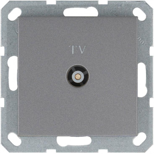 Розетка телевизионная проходная TV Ф9.5мм механизм алюм. Jasmart G6002S