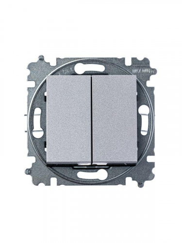 Выключатель 2-кл. СП Levit IP20 серебр./дым. черн. ABB 2CHH590545A6070 фото 2