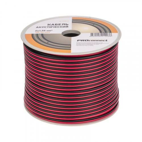 Кабель Stereo 2х1.5 красн./черн. бухта (м) PROCONNECT 01-6106-6 фото 2