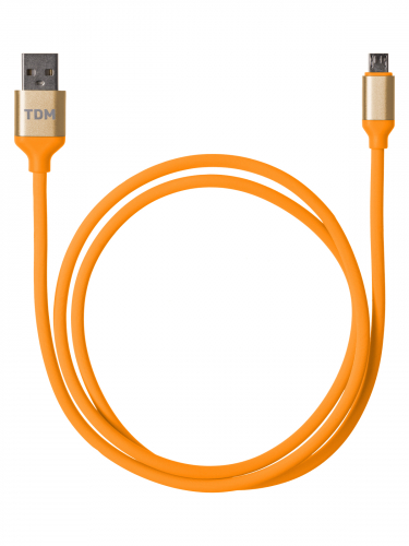 Дата-кабель, ДК 13, USB - micro USB, 1 м, силиконовая оплетка, оранжевый, TDM фото 2