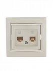 Розетка компьютерная + телефонная 2-м СП Mira RJ45 + RJ11 крем./крем.. LEZARD 701-0303-143