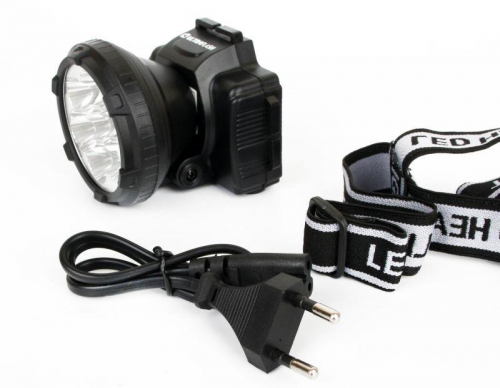 Фонарь аккумуляторный налобный LED5365 5LED 2 режима 220В пластик. черн. (бокс) Ultraflash 11648 фото 3