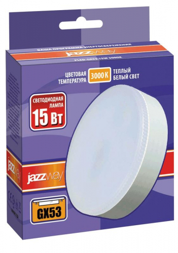 Лампа светодиодная PLED-GX53 15Вт таблетка матовая 3000К тепл. бел. GX53 1220лм 230В JazzWay 2855435 фото 3