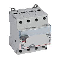 Выключатель дифференциального тока (УЗО) 4п 40А 300мА тип ACS DX3 N справа Leg 411745