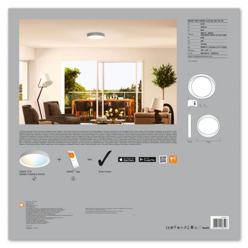 Светильник светодиодный SMART WIFI ORBIS EYE RD 490 TW GR LEDVANCE 4058075486546 фото 4