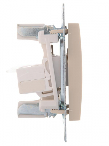 Розетка компьютерная + телефонная 2-м СП Karina RJ45 + RJ11 механизм крем. LEZARD 707-0388-143 фото 2
