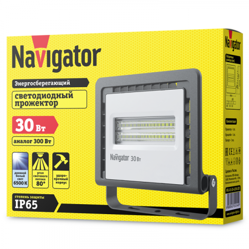 Прожектор светодиодный 14 144 NFL-01-30-6.5K-LED 30Вт 6500К IP65 2400лм черн. Navigator 14144 фото 2