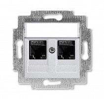 Розетка информационная Levit двойная 2хRJ45 кат. 6 серебр. ABB 2CHH296118A6070