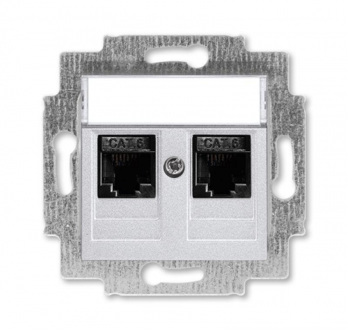 Розетка информационная Levit двойная 2хRJ45 кат. 6 серебр. ABB 2CHH296118A6070