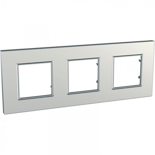 Рамка 3-м Unica quadro сереб. SchE MGU6.706.55